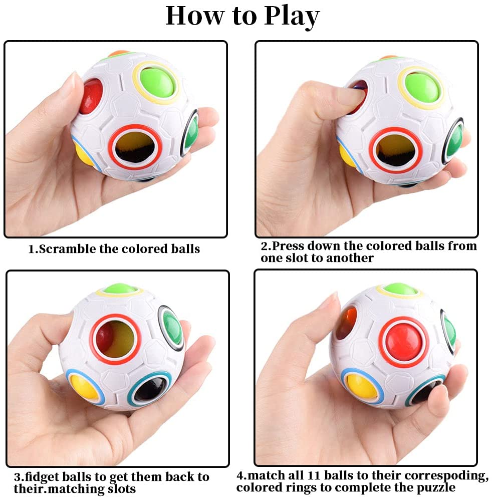 Mini Magic Rainbow Ball Football Fidget Λευκό